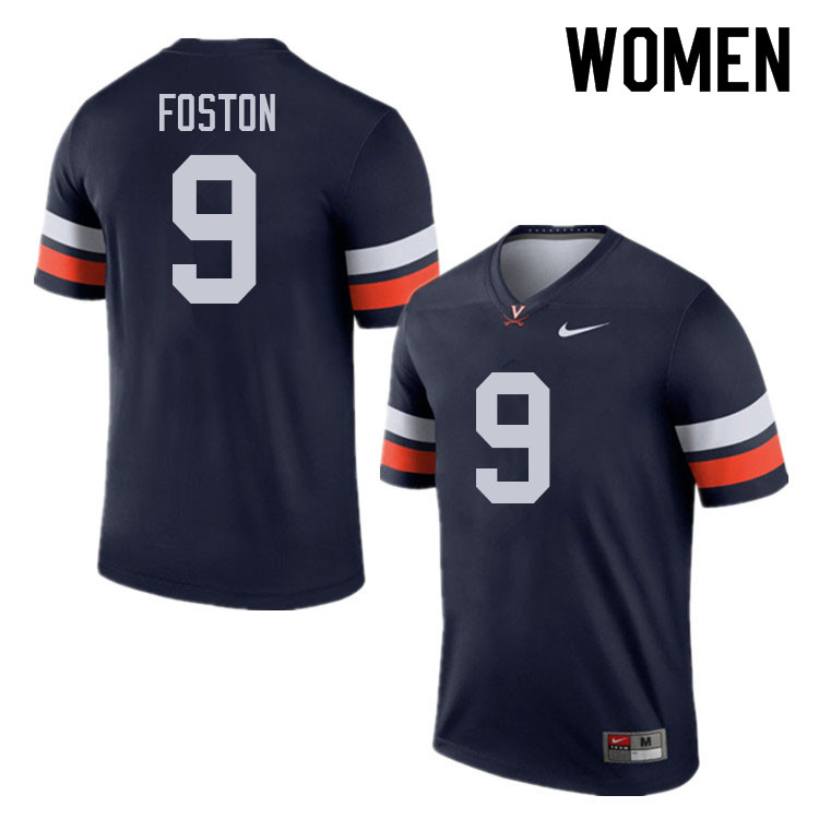 Women #9 Amaad Foston Virginia Cavaliers College Football Jerseys Sale-Navy
